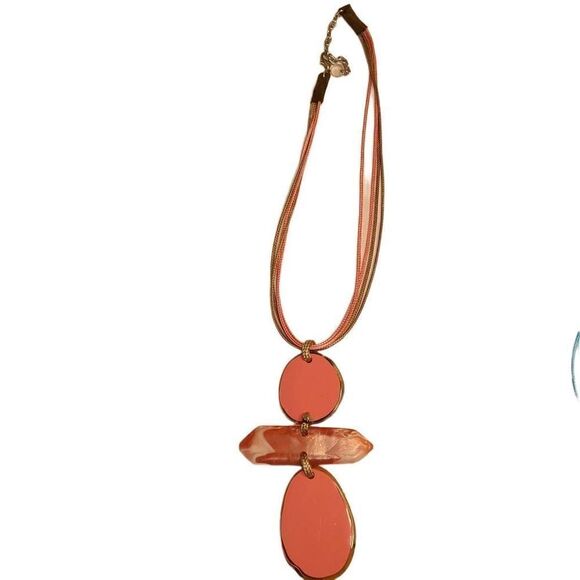 Fashion Jewelry Womens Pink Tan Nylon 18 Inch Pendant Necklace - Picture 2 of 9